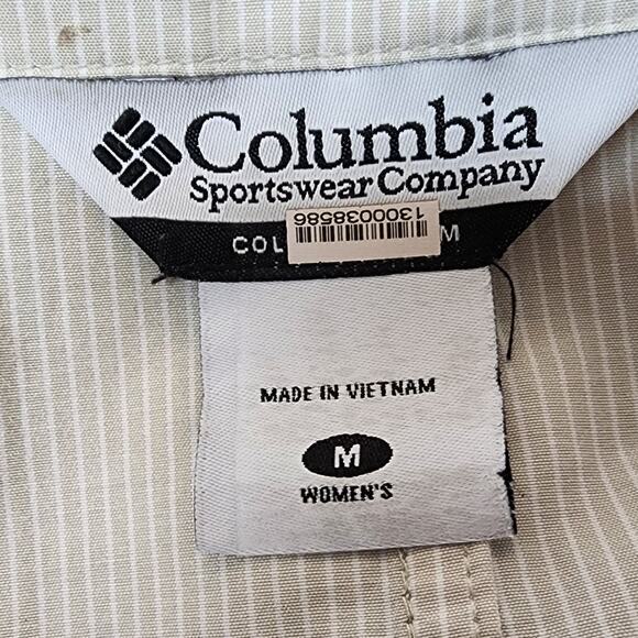Columbia Omni Shade Lightweight Tan and White striped Women's Jacket Size Medium - Picture 9 of 16